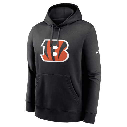 Cincinnati Bengals Nike Club Logo Pullover Hoodie – Black - Image 2
