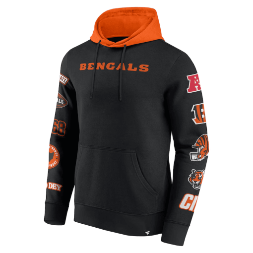 Cincinnati Bengals Fanatics Patched Out Pullover Hoodie – Black/Orange - Image 2