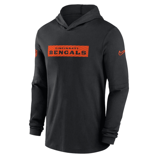 Cincinnati Bengals Nike Sideline Hoodie Performance Long Sleeve T-Shirt – Black - Image 2