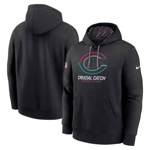 Chicago Bears Nike 2024 NFL Crucial Catch Club Pullover Hoodie – Black