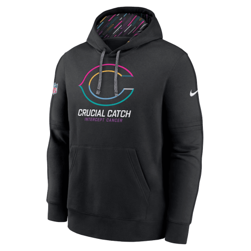 Chicago Bears Nike 2024 NFL Crucial Catch Club Pullover Hoodie – Black - Image 2