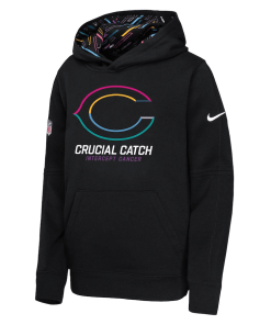 Alternative view of Chicago Bears Nike Youth 2024 NFL Crucial Catch Pullover Hoodie – Black
