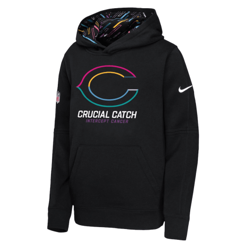 Chicago Bears Nike Youth 2024 NFL Crucial Catch Pullover Hoodie – Black - Image 2