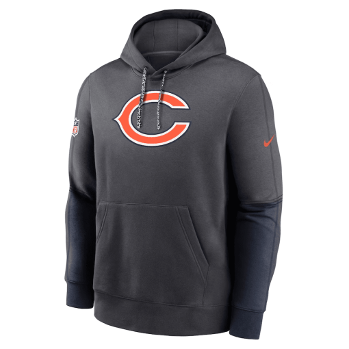 Chicago Bears Nike 2024 Sideline Club Pullover Hoodie – Anthracite - Image 2
