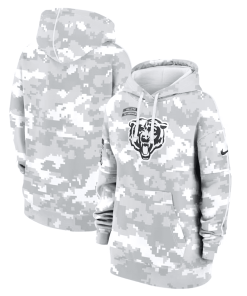Chicago Bears Nike Women’s 2024 Salute To Service Club Fleece Oversized Pullover Hoodie – Arctic Camo