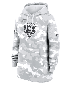 Alternative view of Chicago Bears Nike Women’s 2024 Salute To Service Club Fleece Oversized Pullover Hoodie – Arctic Camo