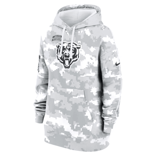 Chicago Bears Nike Women’s 2024 Salute To Service Club Fleece Oversized Pullover Hoodie – Arctic Camo - Image 2