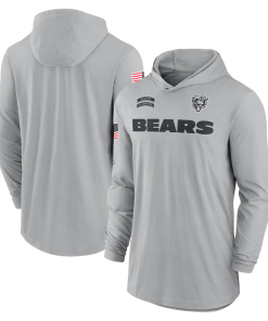 Chicago Bears Nike 2024 Salute to Service Lightweight Performance Long Sleeve Hooded T-Shirt – Gray