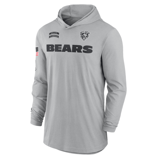 Chicago Bears Nike 2024 Salute to Service Lightweight Performance Long Sleeve Hooded T-Shirt – Gray - Image 2