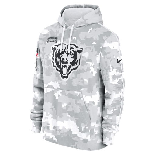 Chicago Bears Nike 2024 Salute to Service Club Fleece Pullover Hoodie – Arctic Camo - Image 2