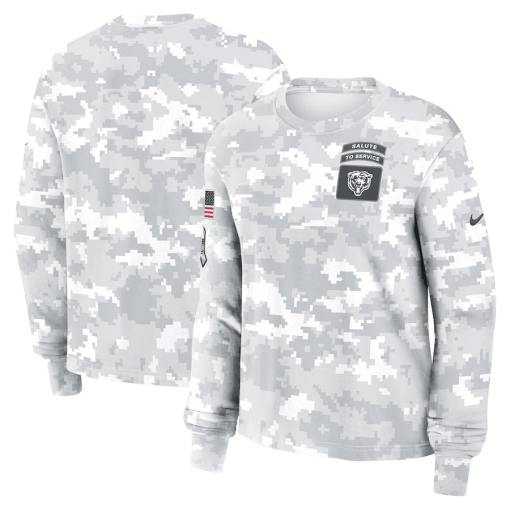 Chicago Bears Nike Women’s 2024 Salute To Service Long Sleeve T-Shirt – Arctic Camo