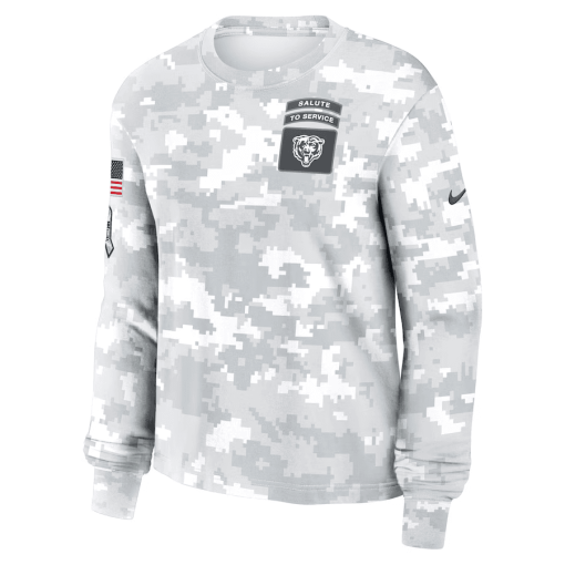Chicago Bears Nike Women’s 2024 Salute To Service Long Sleeve T-Shirt – Arctic Camo - Image 2