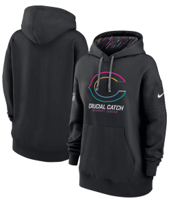 Chicago Bears Nike Women’s 2024 NFL Crucial Catch Club Pullover Hoodie – Black
