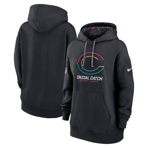 Chicago Bears Nike Women’s 2024 NFL Crucial Catch Club Pullover Hoodie – Black