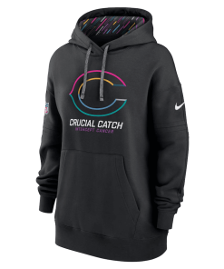 Alternative view of Chicago Bears Nike Women’s 2024 NFL Crucial Catch Club Pullover Hoodie – Black