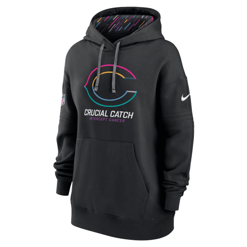 Chicago Bears Nike Women’s 2024 NFL Crucial Catch Club Pullover Hoodie – Black - Image 2