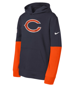 Alternative view of Chicago Bears Nike Youth Club Pullover Hoodie – Navy