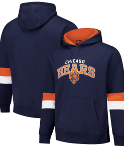 Chicago Bears G-III Sports by Carl Banks Adaptive Faceoff Pullover Hoodie – Navy/Orange