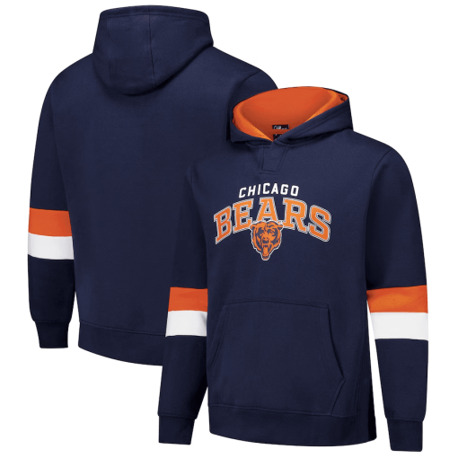 Chicago Bears G-III Sports by Carl Banks Adaptive Faceoff Pullover Hoodie – Navy/Orange