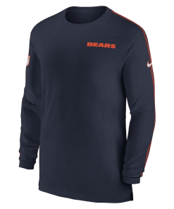 Alternative view of Chicago Bears Nike Sideline Coach UV Performance Long Sleeve T-Shirt – Navy