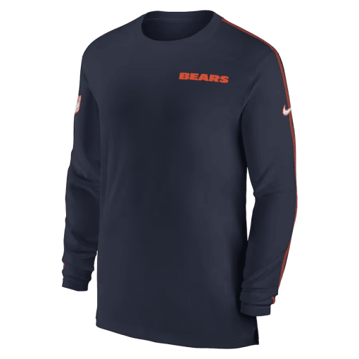 Chicago Bears Nike Sideline Coach UV Performance Long Sleeve T-Shirt – Navy - Image 2