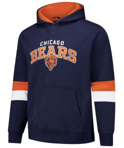 Alternative view of Chicago Bears G-III Sports by Carl Banks Adaptive Faceoff Pullover Hoodie – Navy/Orange