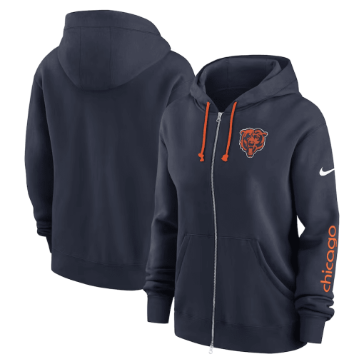 Chicago Bears Nike Women’s Phoenix Hoodie Full-Zip Sweatshirt – Navy