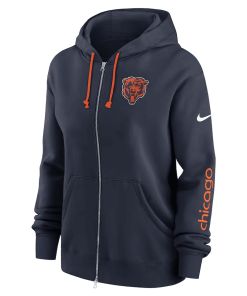 Alternative view of Chicago Bears Nike Women’s Phoenix Hoodie Full-Zip Sweatshirt – Navy
