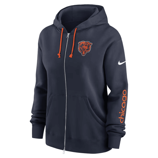 Chicago Bears Nike Women’s Phoenix Hoodie Full-Zip Sweatshirt – Navy - Image 2