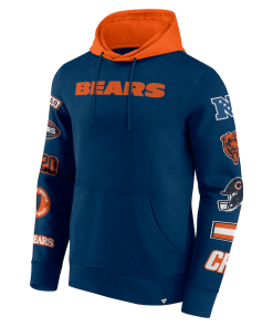 Alternative view of Chicago Bears Fanatics Patched Out Pullover Hoodie – Navy/Orange