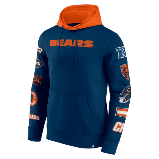 Chicago Bears Fanatics Patched Out Pullover Hoodie – Navy/Orange - Image 2