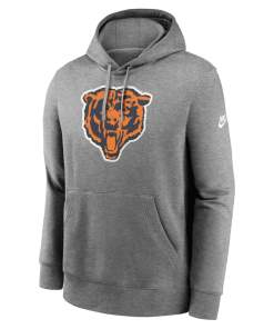 Alternative view of Chicago Bears Nike Rewind Club Logo Pullover Hoodie – Heather Gray