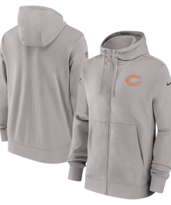Chicago Bears Nike 2023/24 Sideline Club Full-Zip Hoodie – Gray