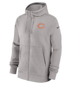Alternative view of Chicago Bears Nike 2023/24 Sideline Club Full-Zip Hoodie – Gray