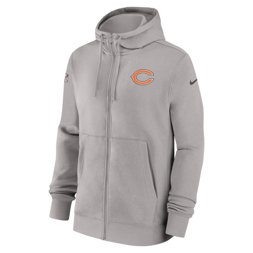 Chicago Bears Nike 2023/24 Sideline Club Full-Zip Hoodie – Gray - Image 2
