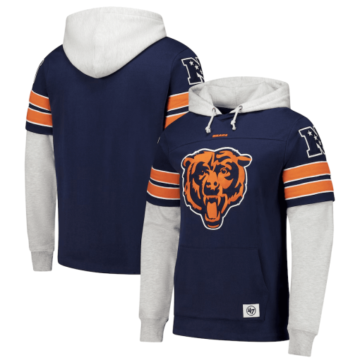 Chicago Bears ’47 Double Header Blitz Cornerback Pullover Hoodie – Navy