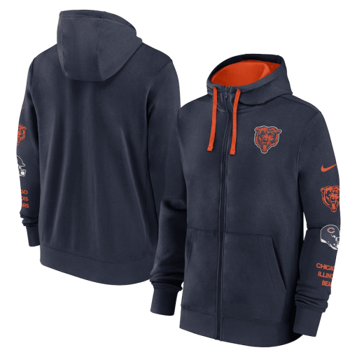 Chicago Bears Nike Club Full-Zip Hoodie Jacket – Navy