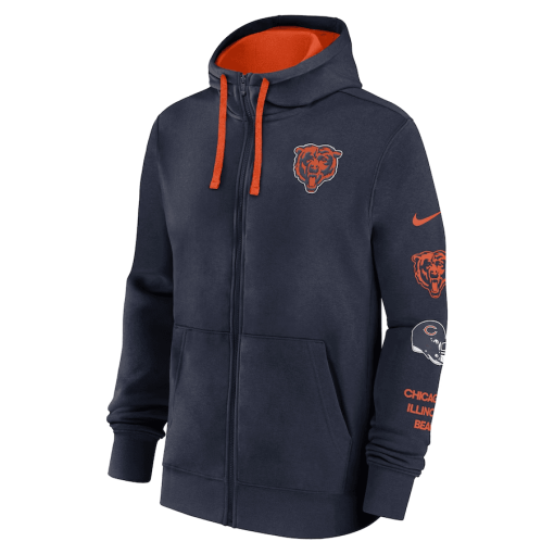 Chicago Bears Nike Club Full-Zip Hoodie Jacket – Navy - Image 2