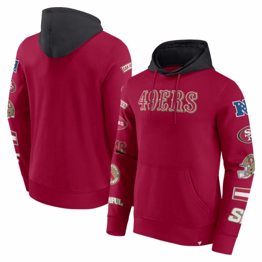 San Francisco 49ers Fanatics Patched Out Pullover Hoodie – Scarlet/Black