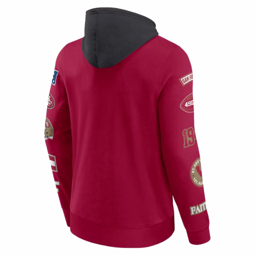 San Francisco 49ers Fanatics Patched Out Pullover Hoodie – Scarlet/Black - Image 3