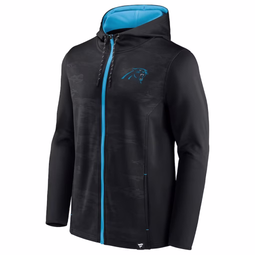Carolina Panthers Fanatics Ball Carrier Full-Zip Hoodie – Black/Blue - Image 2