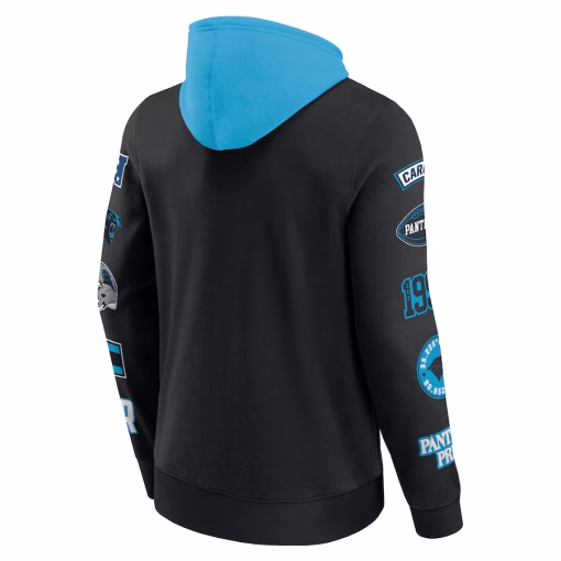 Carolina Panthers Fanatics Patched Out Pullover Hoodie – Black/Blue - Image 3
