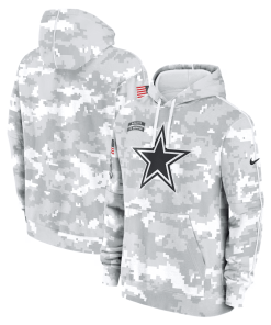 Alternative view of Dallas Cowboys Nike 2024 Salute to Service Club Fleece Pullover Hoodie – Arctic Camo
