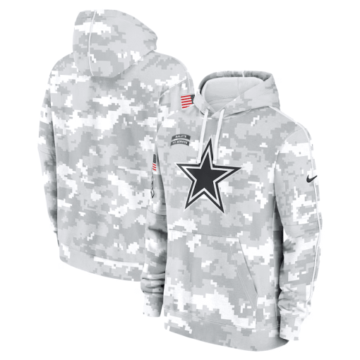 Dallas Cowboys Nike 2024 Salute to Service Club Fleece Pullover Hoodie – Arctic Camo - Image 2
