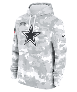 Dallas Cowboys Nike Youth 2024 Salute To Service Pullover Hoodie – White/Gray
