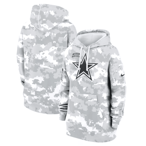 Dallas Cowboys Nike Women’s 2024 Salute To Service Club Fleece Pullover Hoodie – Arctic Camo - Image 2