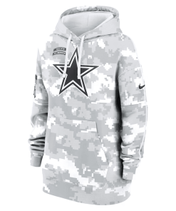 Dallas Cowboys Nike Women’s 2024 Salute To Service Club Fleece Pullover Hoodie – Arctic Camo