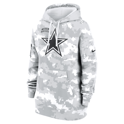 Dallas Cowboys Nike Women’s 2024 Salute To Service Club Fleece Pullover Hoodie – Arctic Camo