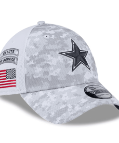 Alternative view of Dallas Cowboys New Era 2024 Salute To Service Digital Camo 39THIRTY Flex Hat – White