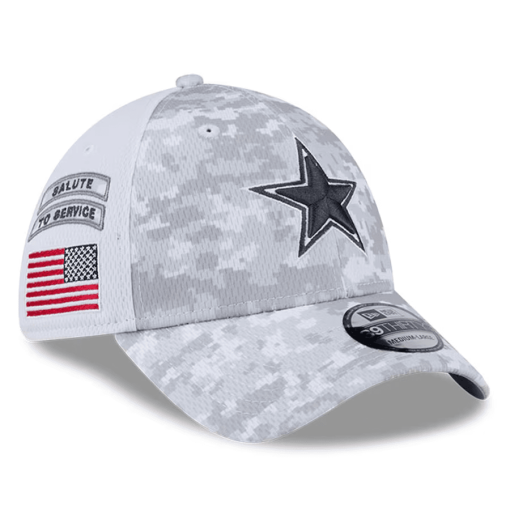 Dallas Cowboys New Era 2024 Salute To Service Digital Camo 39THIRTY Flex Hat – White - Image 2